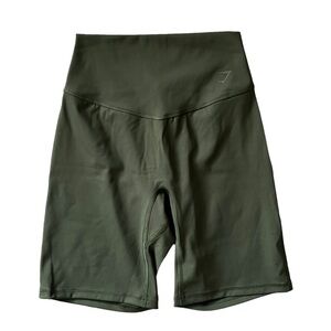 Gymshark moss olive‎ Green Elevate 8” inseam supportive/ stretchy Bike Shorts